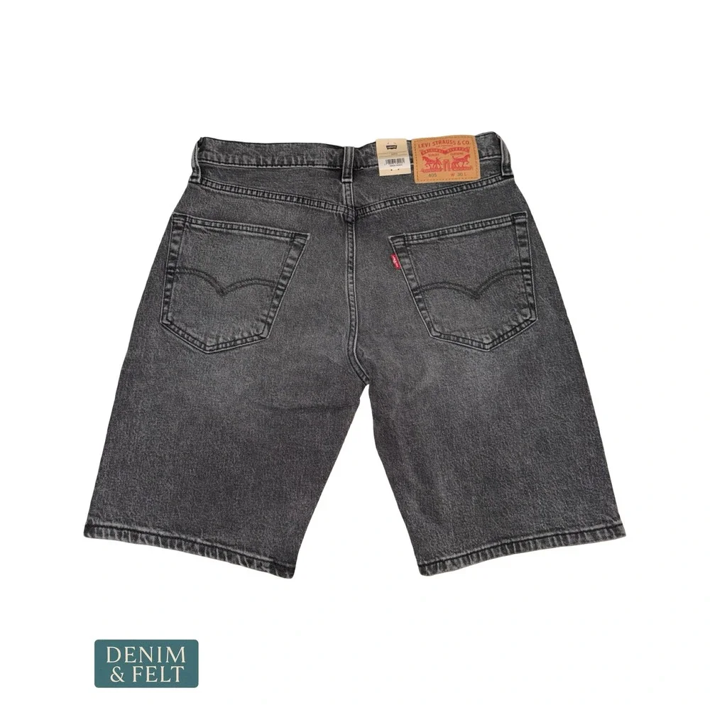 NEW Levis 405 Standard 10in Mens Shorts Grey Denim Stretch Greyscale 30x10